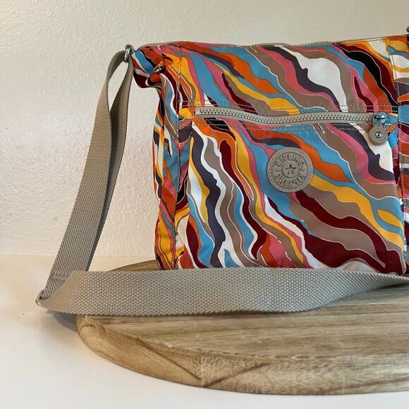 Kipling Multi Colored Swirl Drippy Medium Nylon Crossbody Bag - Picture 1 of 16